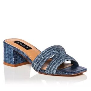 Aqua Blue Braided Block Heel Cali Sandals Mule